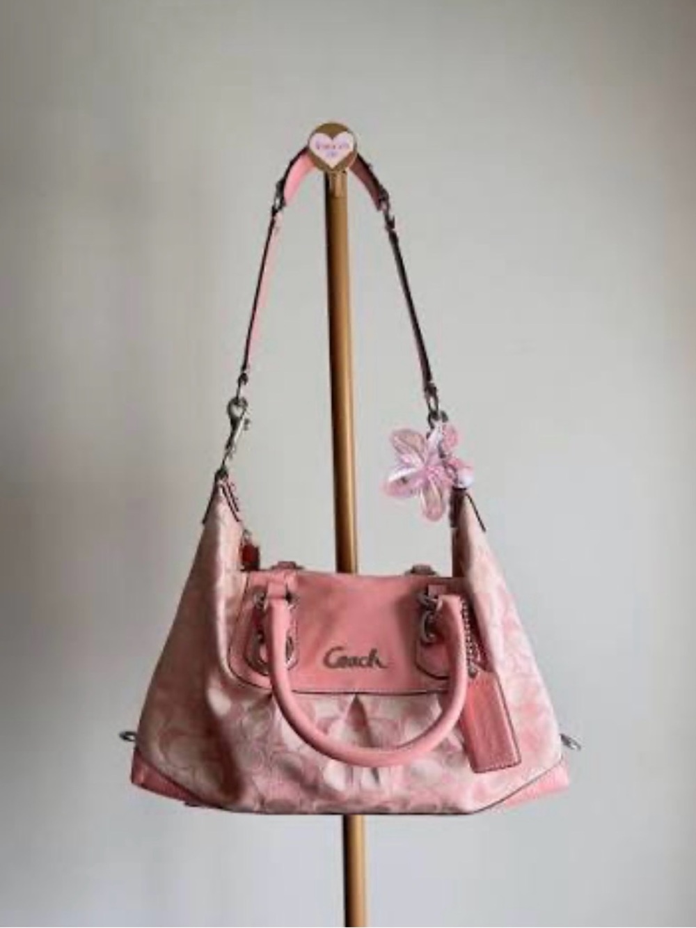2000s Coach Satchel Bag Ashley Signature Satin Pink